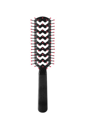 Cricket brush front view showing vented barrel and sleek profile for faster drying