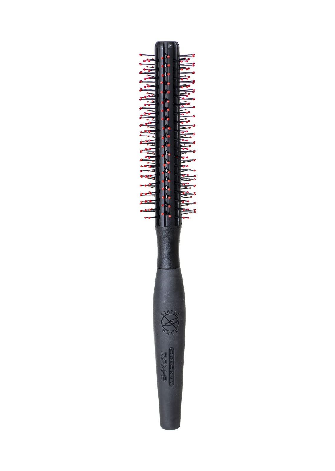 Cricket round brush front view showing full eight-row head and barrel for styling