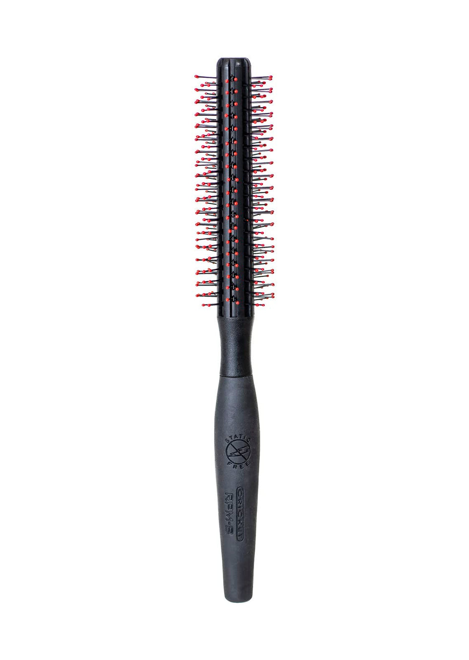 Cricket round brush front view showing full eight-row head and barrel for styling