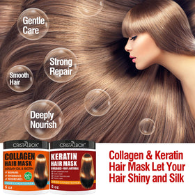 CRISTALBOX before and after hair comparison illustrating smoother, healthier-looking strands