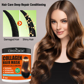 CRISTALBOX collagen mask jar top showing rich texture for deep hydration and shine