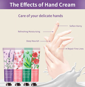CRISTALBOX tube being applied to hands demonstrating quick hydration benefit