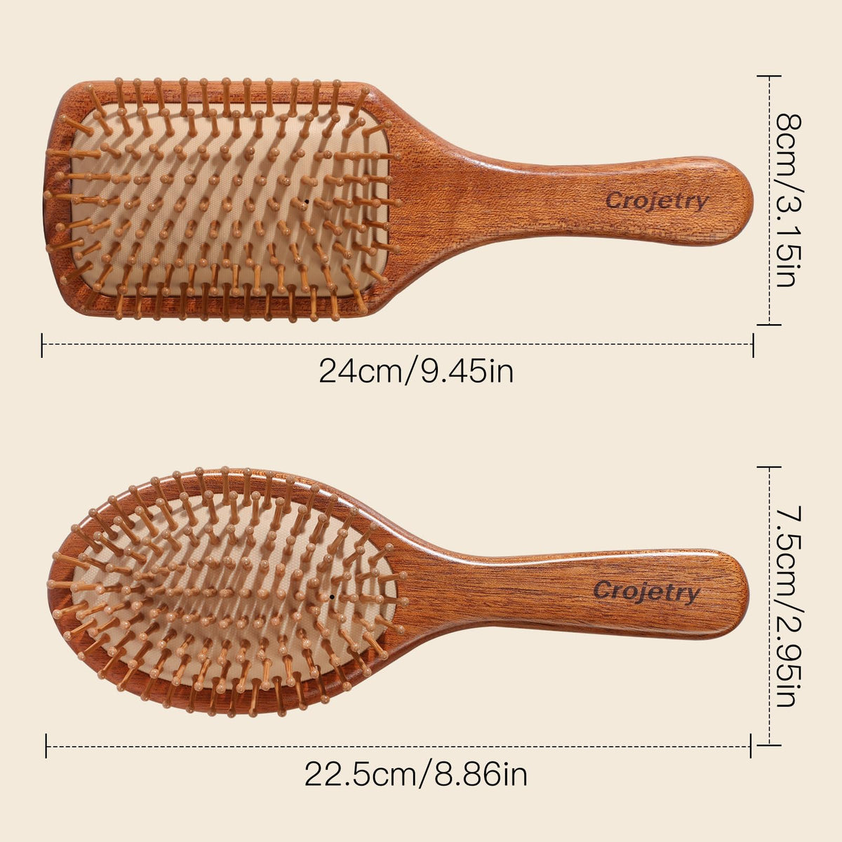 Crojetry brush on curly hair showing detangling benefit without tugging
