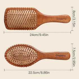 Crojetry brush on curly hair showing detangling benefit without tugging