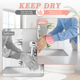 Crosize wristband worn at a bathroom sink preventing water from running down the arm