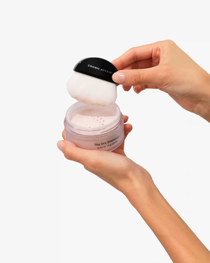 CROWN AFFAIR jar in hand showing 0.53 oz travel-friendly convenience