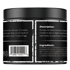 Crownnaturally label close-up highlighting ingredient list and barber-grade quality
