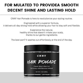 Crownnaturally styled slick-back on male model highlighting strong hold and medium shine