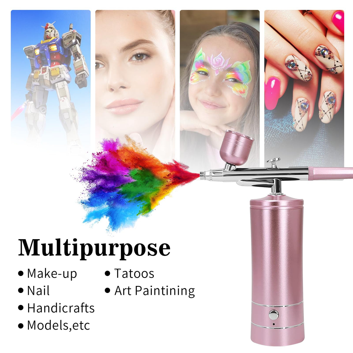 crpen airbrush applying polish details on nails to speed precise nail art