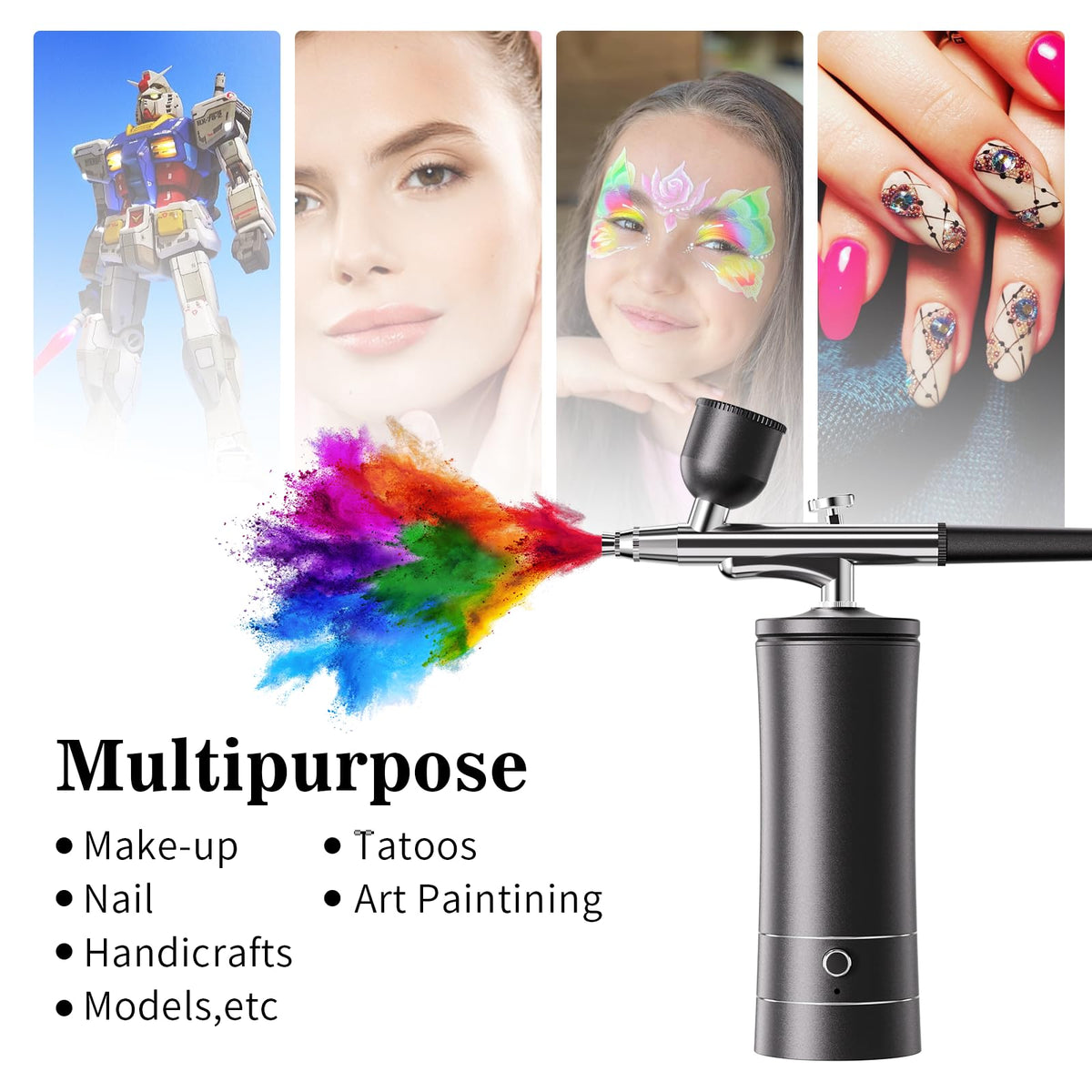 crpen airbrush in hand indicating compact handheld size and ergonomic benefit