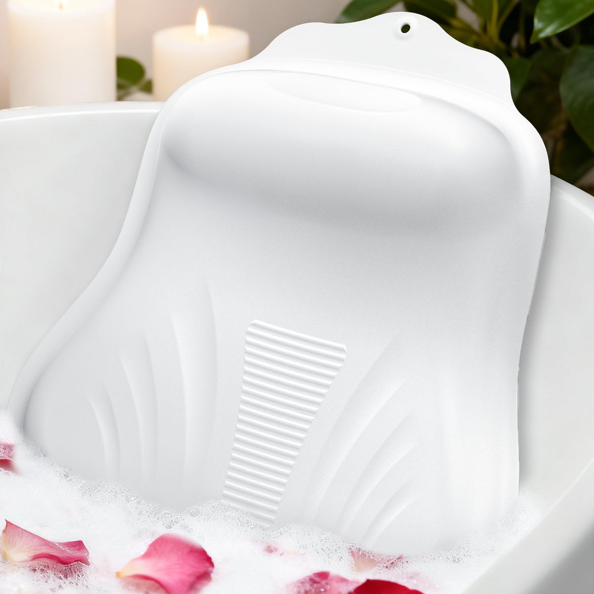 Cryoka front view bath pillow showing ergonomic head support and spa look
