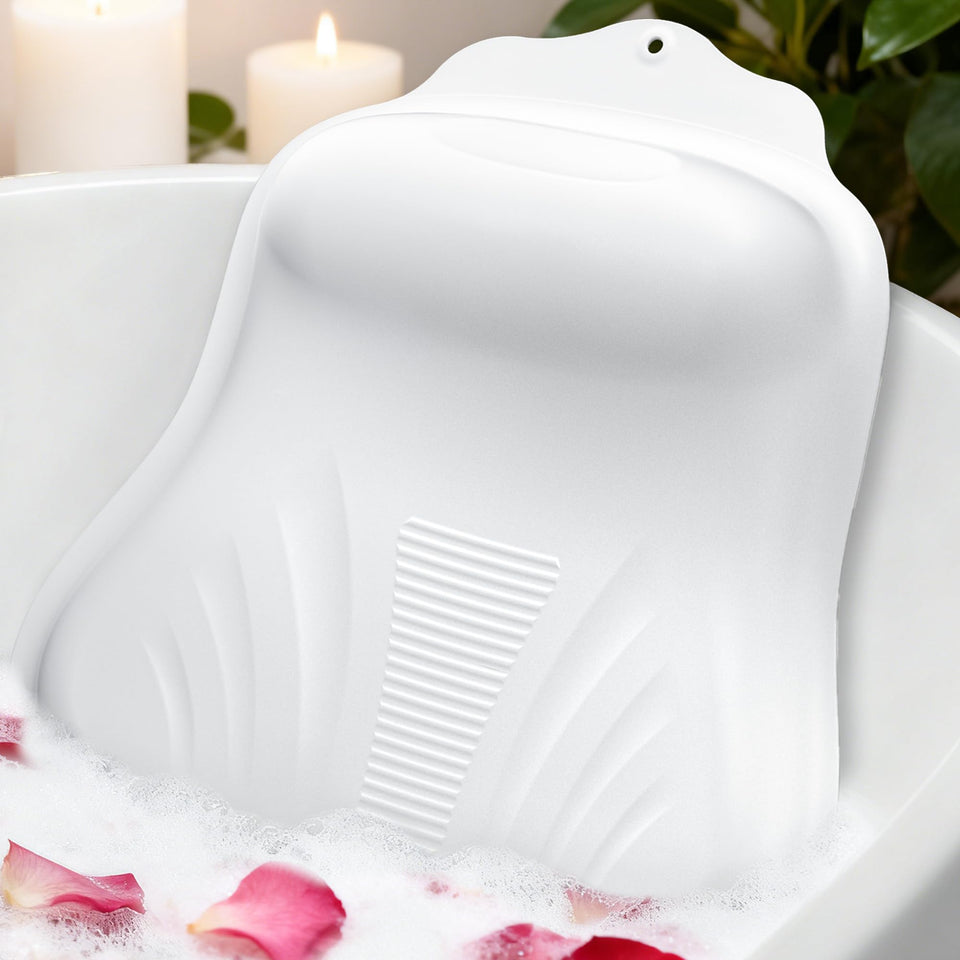 Cryoka front view bath pillow showing ergonomic head support and spa look