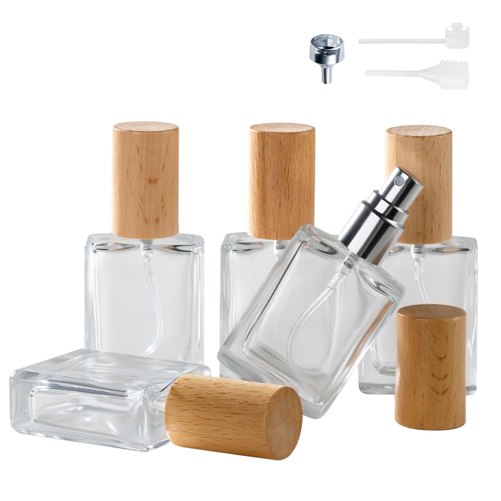 Cryslora front view of five glass atomizers showing compact travel-ready design
