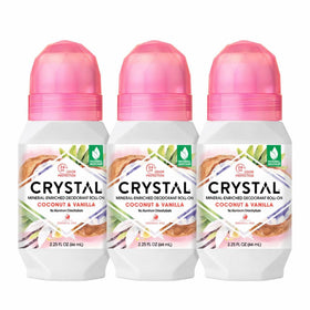 Crystal Essence front packaging showing coconut vanilla scent and benefits