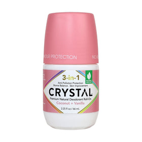 Crystal Essence front packaging showing coconut and vanilla scent benefits