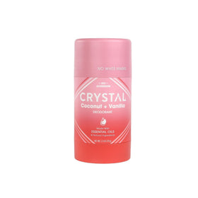 Crystal Essence front packaging showing coconut vanilla scent and benefits