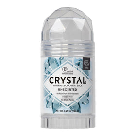 Crystal Essence front packaging showing unscented mineral deodorant, clear protection