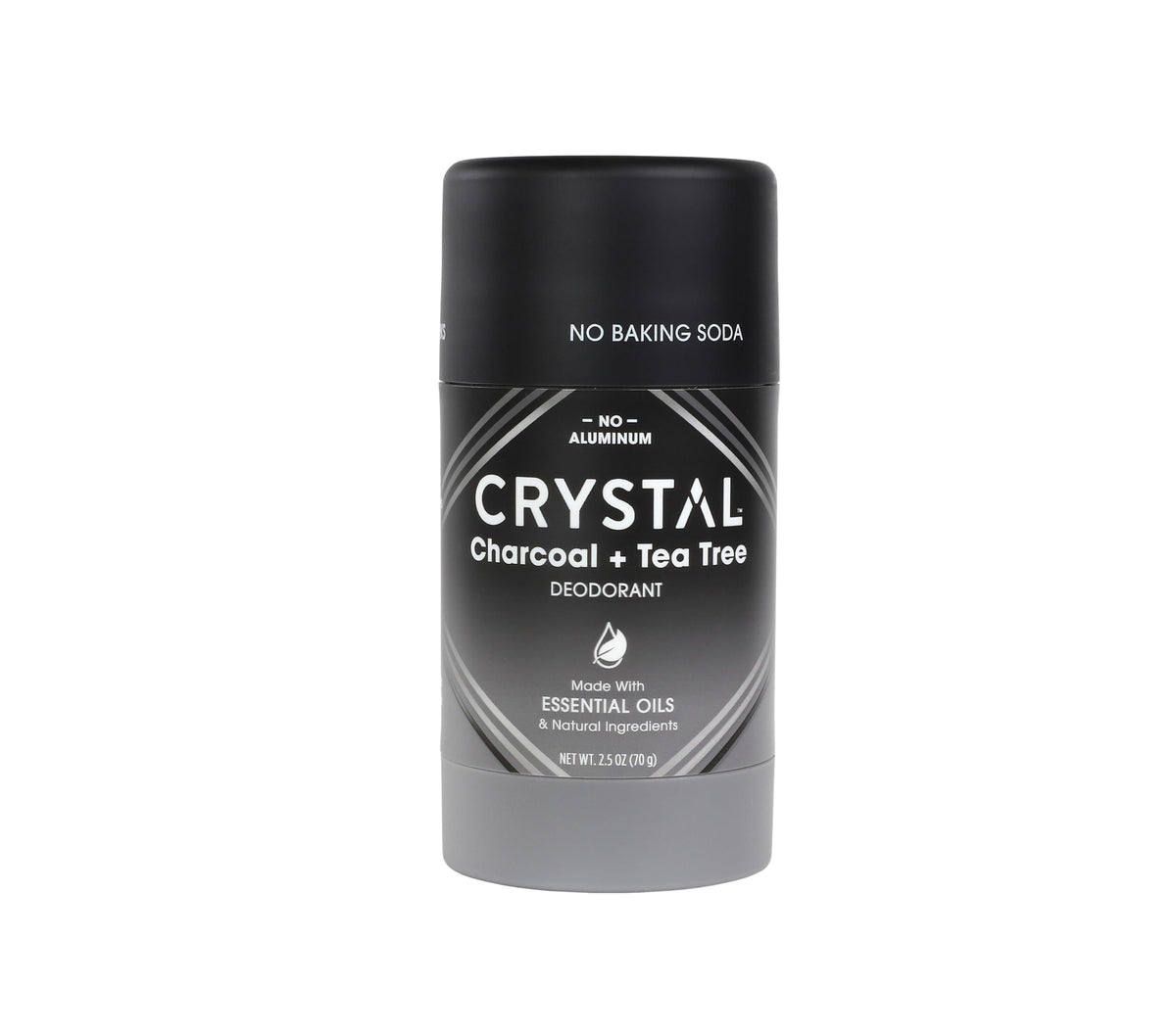 Crystal Essence front packaging showing charcoal and tea tree benefits
