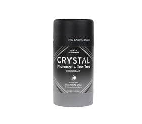 Crystal Essence front packaging showing charcoal and tea tree benefits