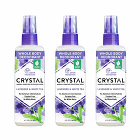 Crystal Essence front packaging showing lavender and white tea scent benefit