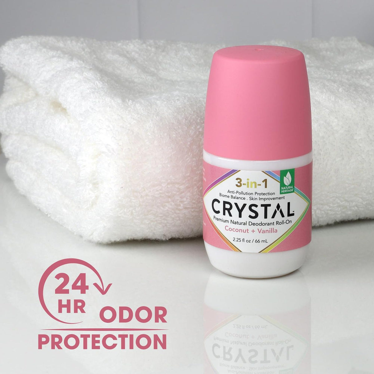 Crystal Essence ingredient label highlighting natural, aluminum-free formula