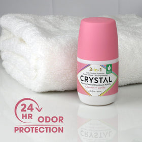 Crystal Essence ingredient label highlighting natural, aluminum-free formula