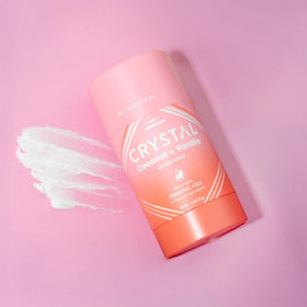 Crystal Essence open cap revealing solid stick and easy application benefit