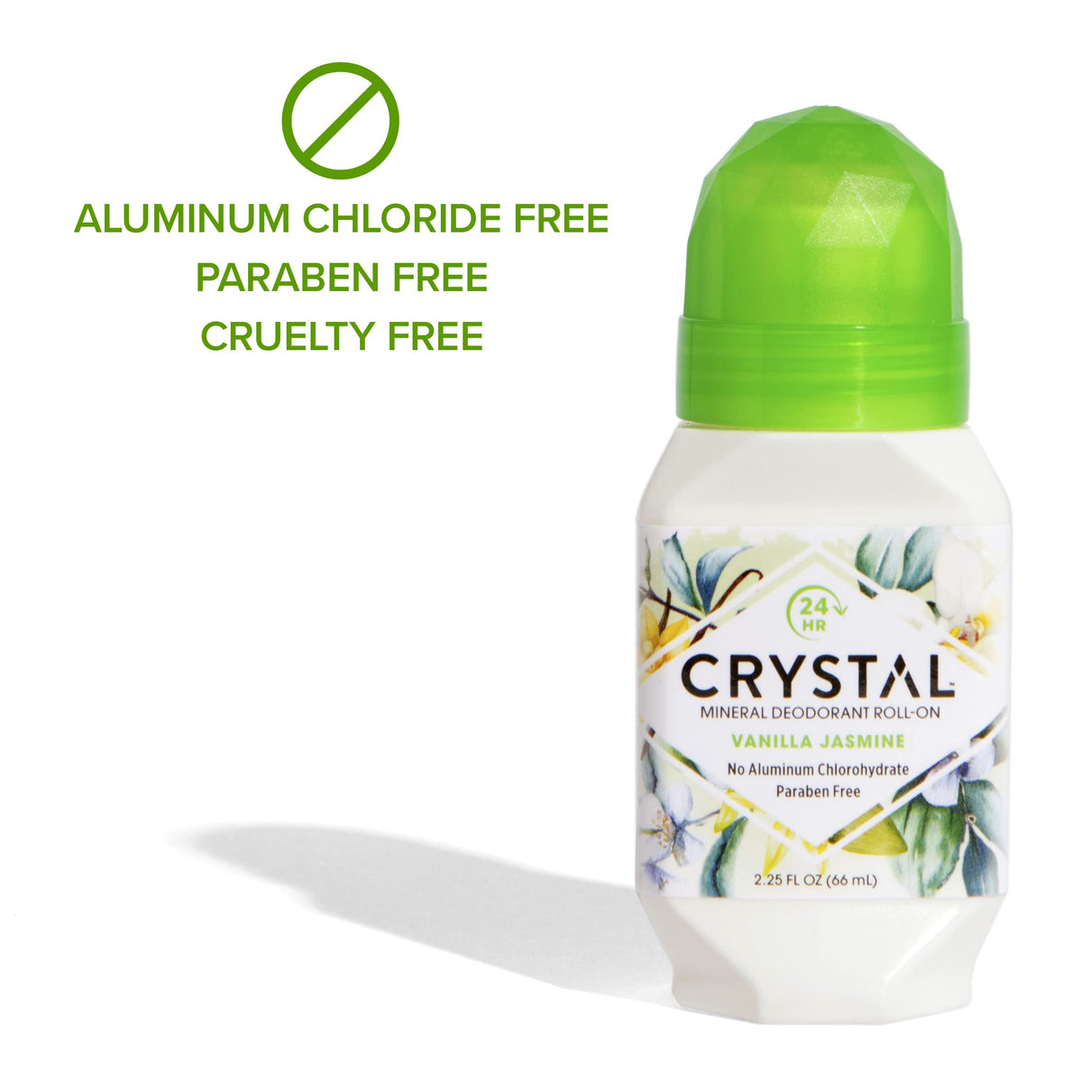 Crystal Essence roll-on texture droplet detail showing smooth non-staining finish