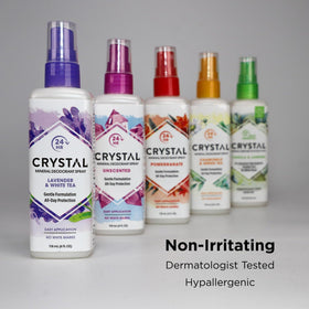 Crystal Essence bottle beside ruler showing 4 oz size and travel-ready benefit