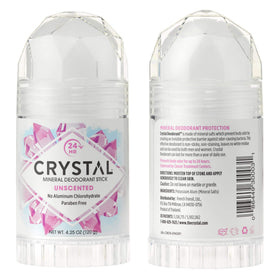Crystal Essence front packaging showing stick and 2-pack benefit