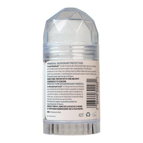 Crystal Essence stick open with visible solid mineral surface for smooth application