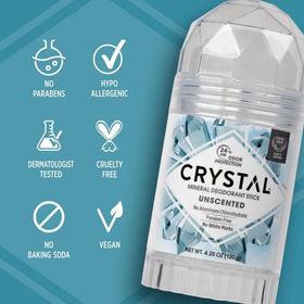 Crystal Essence stick with cap removed, accessible twist-up design for quick use