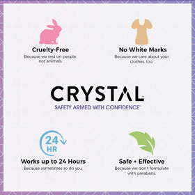 Crystal Essence deodorant applied underarm showing lightweight protection