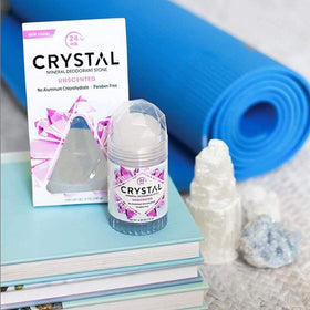 Crystal Essence stick next to ruler showing 4.25 oz size and longevity