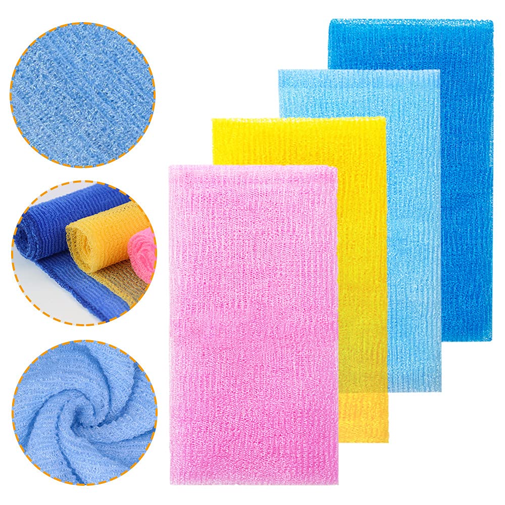 Cshangzei exfoliating towel in use on a back in the shower for thorough body cleansing