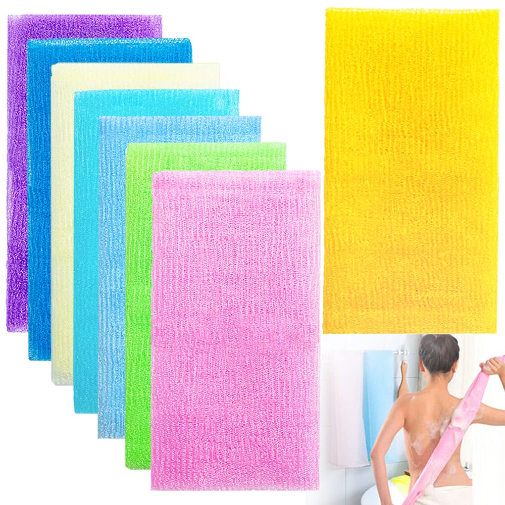 Cshangzei front packaging of 8-piece exfoliating bath cloths showing colors and quantity