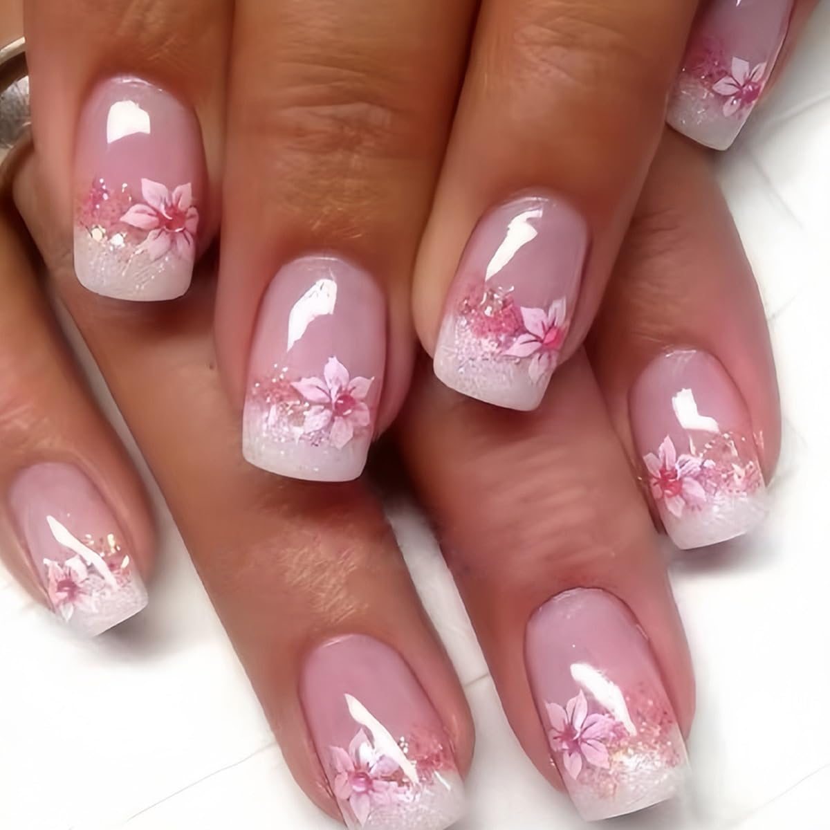 CTTHNBD close-up of flower detail highlighting delicate artwork and polish durability