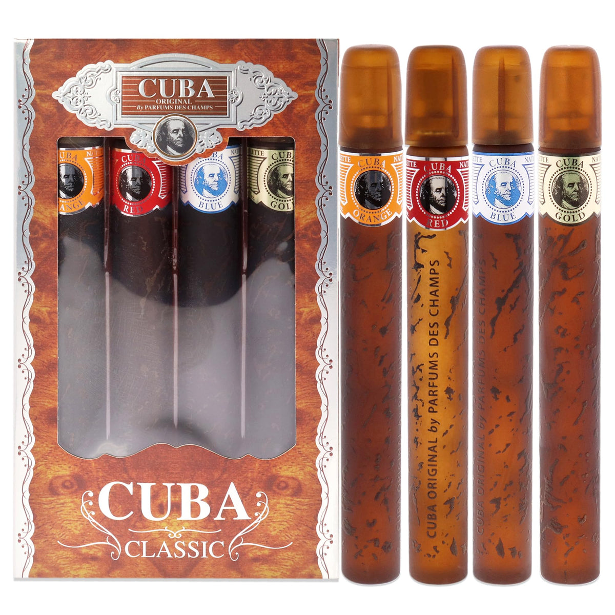 Cuba front packaging showing four sealed bottles and ready-to-gift presentation, Cuba brand benefit: simple gifting