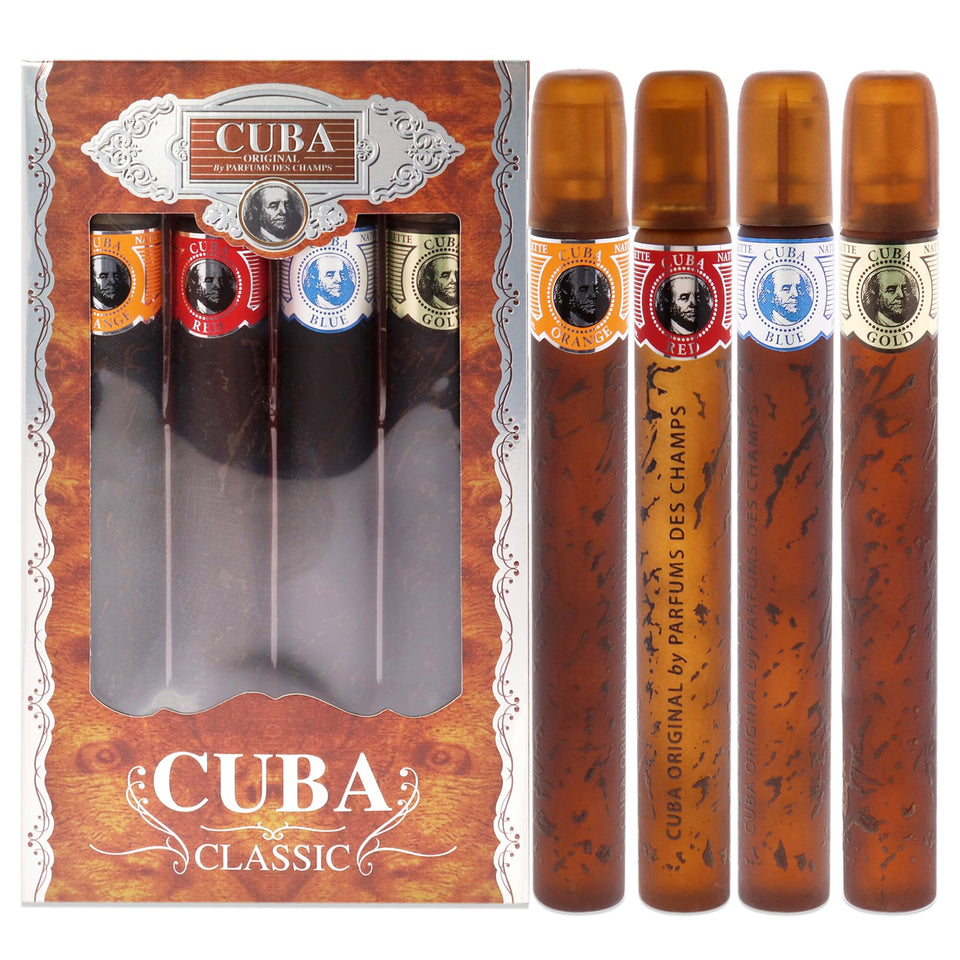 Cuba front packaging showing four sealed bottles and ready-to-gift presentation, Cuba brand benefit: simple gifting