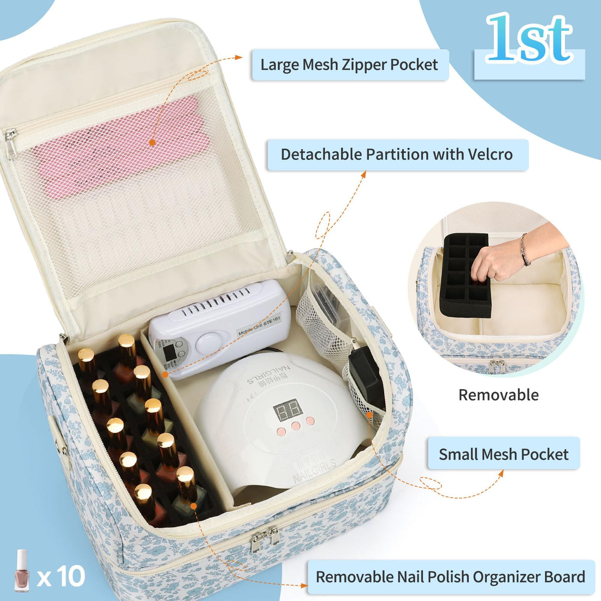 CUBETASTIC bottom compartment holding 35 bottles and tool pockets benefit