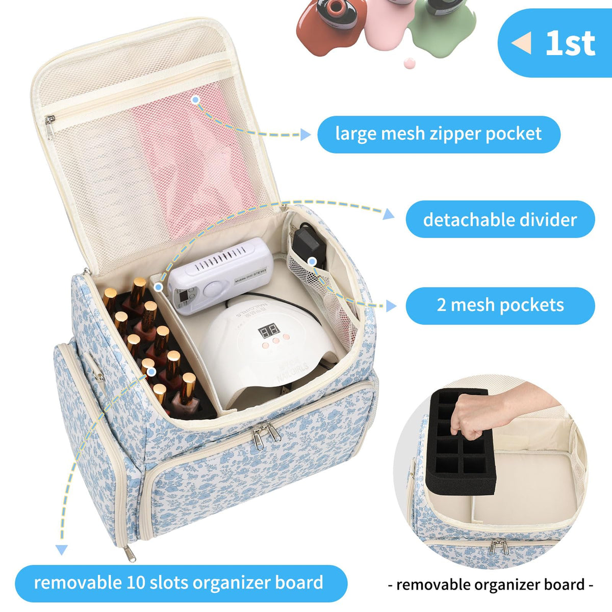 CUBETASTIC removable pouches filled with polish bottles for separated organization