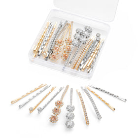 CubGreff front packaging showing 20-piece rhinestone bobby pins and benefits