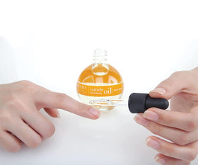 Cuccio after application on nails showing conditioned cuticles and shine