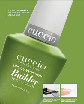 Cuccio brush detail with gel on bristles demonstrating easy application benefit