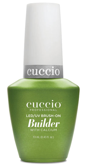 Cuccio builder gel front packaging showing clear 13ml bottle and label benefit
