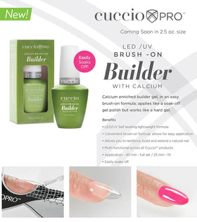 Cuccio builder gel being applied over a nail form for sculpting benefit