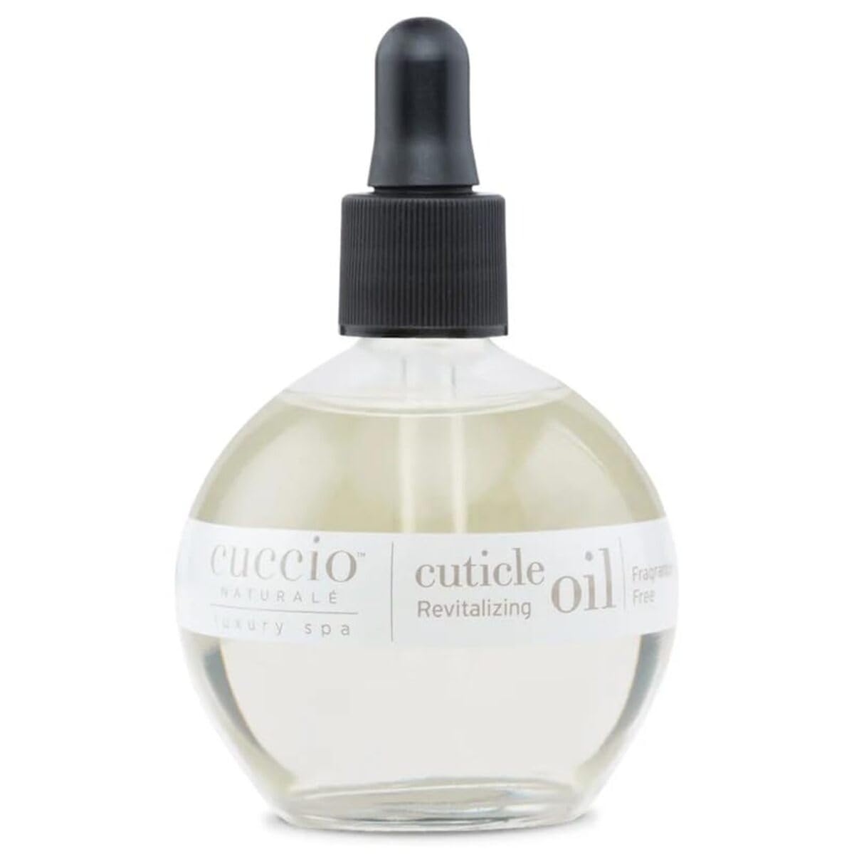 Cuccio front packaging showing fragrance-free bottle and benefit of fast absorption