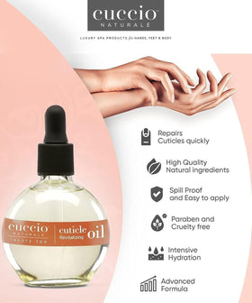 cuccio ingredients cold-pressed oils arranged to show natural sourcing benefit