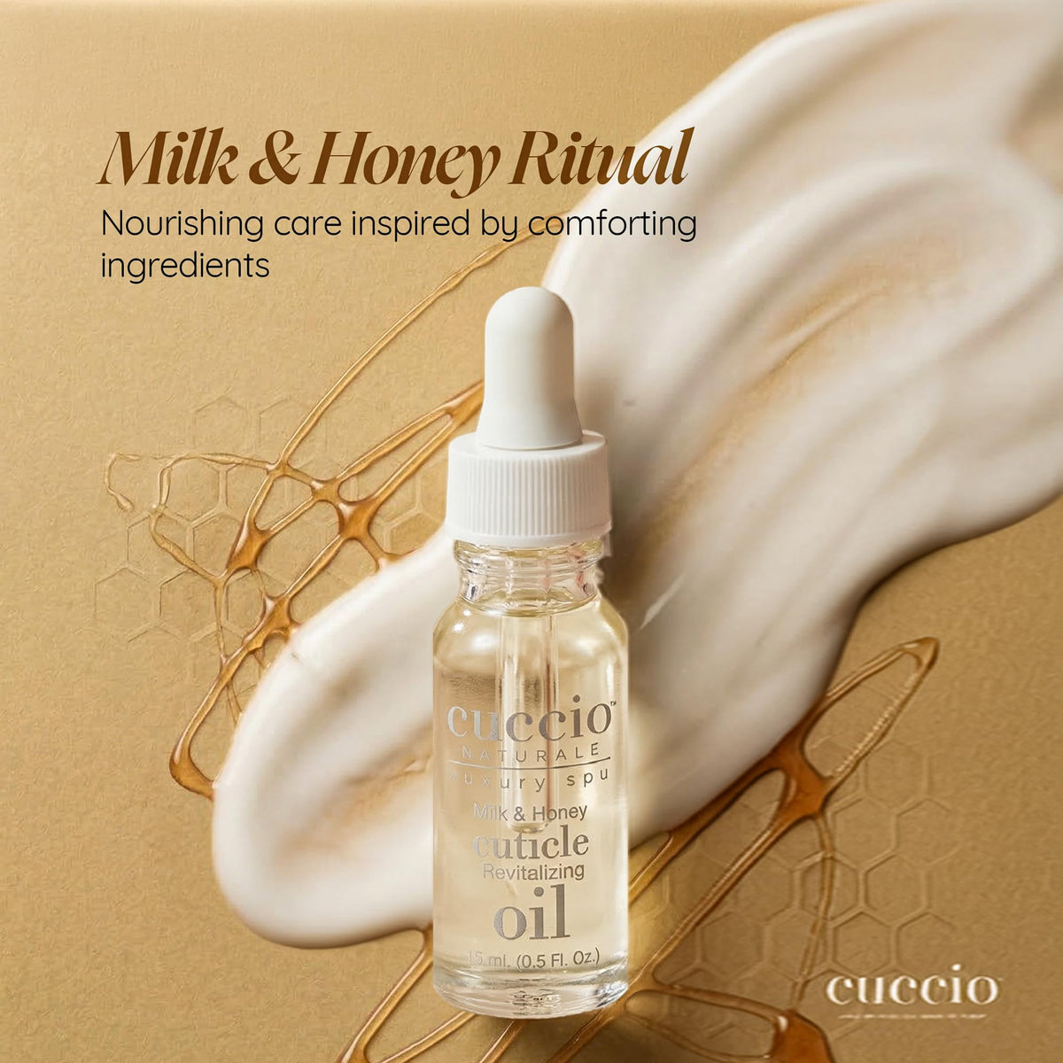 Cuccio label close-up highlighting natural ingredients and paraben-free benefit