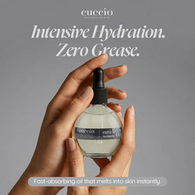 Cuccio label ingredient list displaying natural oils and vitamin E